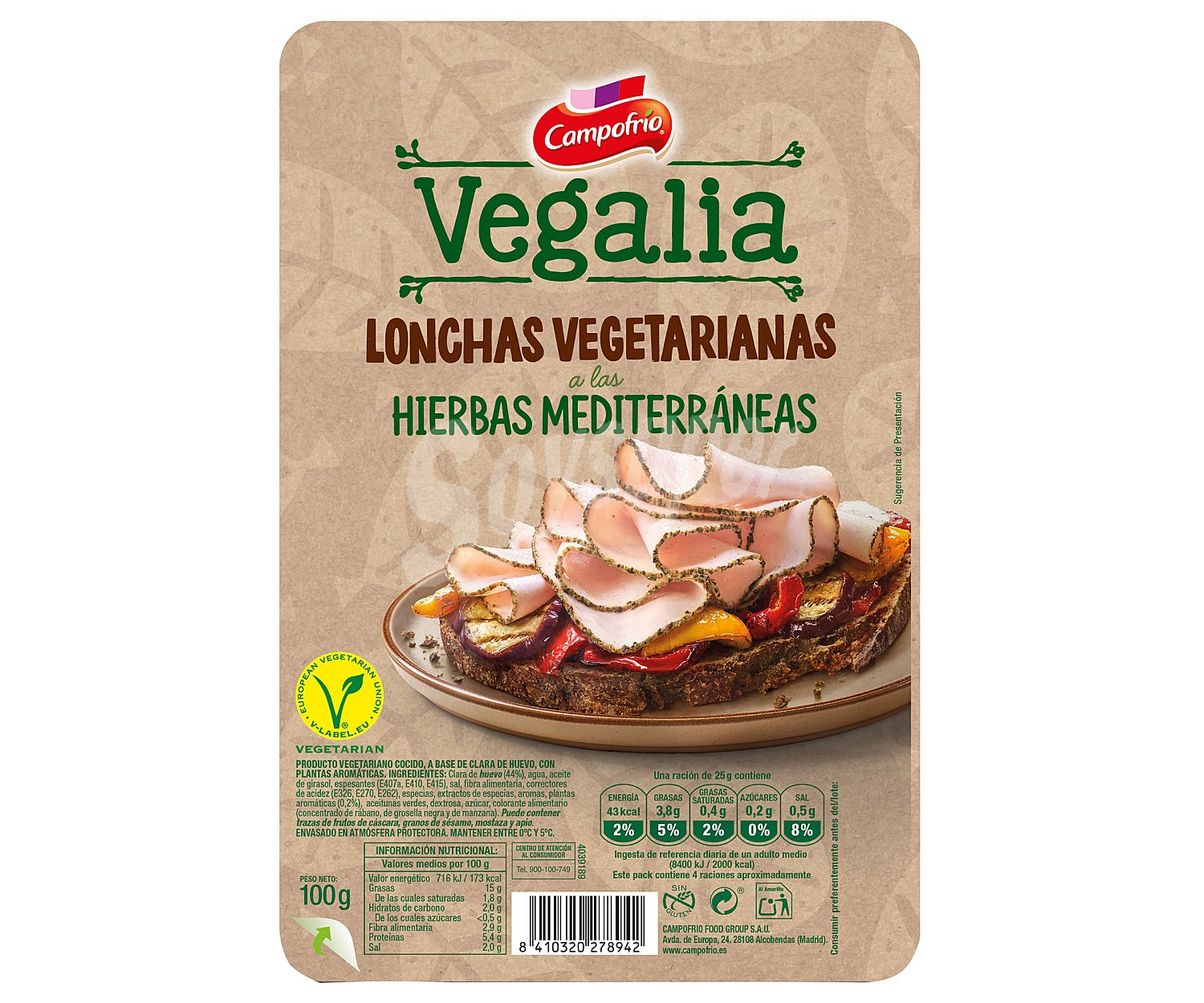 Producto vegetariano cocido sin gluten y con hierbas mediterraneas