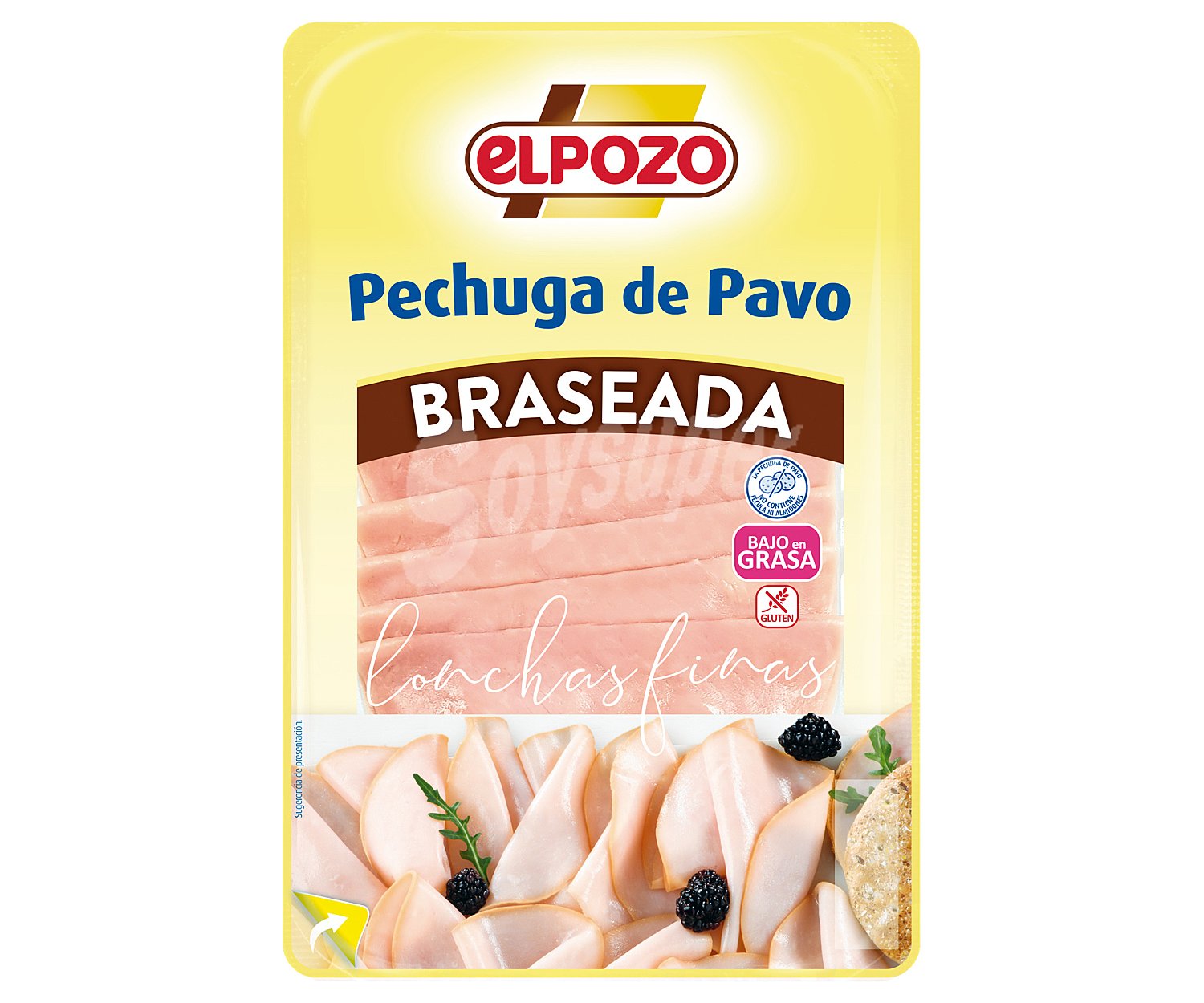 Pechuga de pavo braseada, cortada en finas lonchas