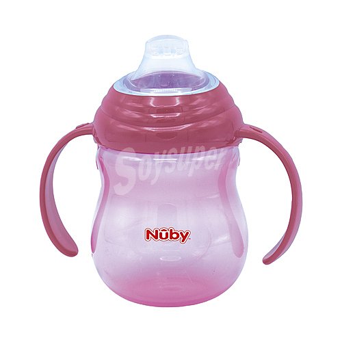 Taza antigoteo con asas de diseño, a partir de 4 meses, 240ml, color rosa, nuby.