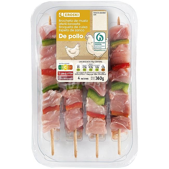 Brocheta de muslo de pollo