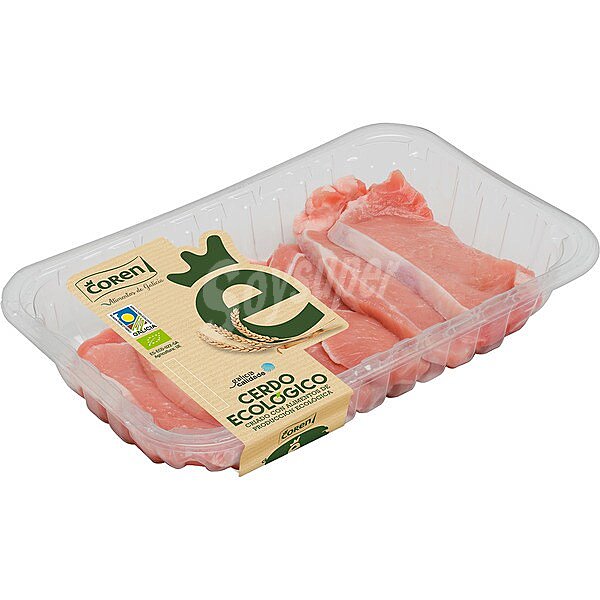 ECO cinta de lomo fresco de cerdo ecológico 4 filetes peso aproximado bandeja 300 g