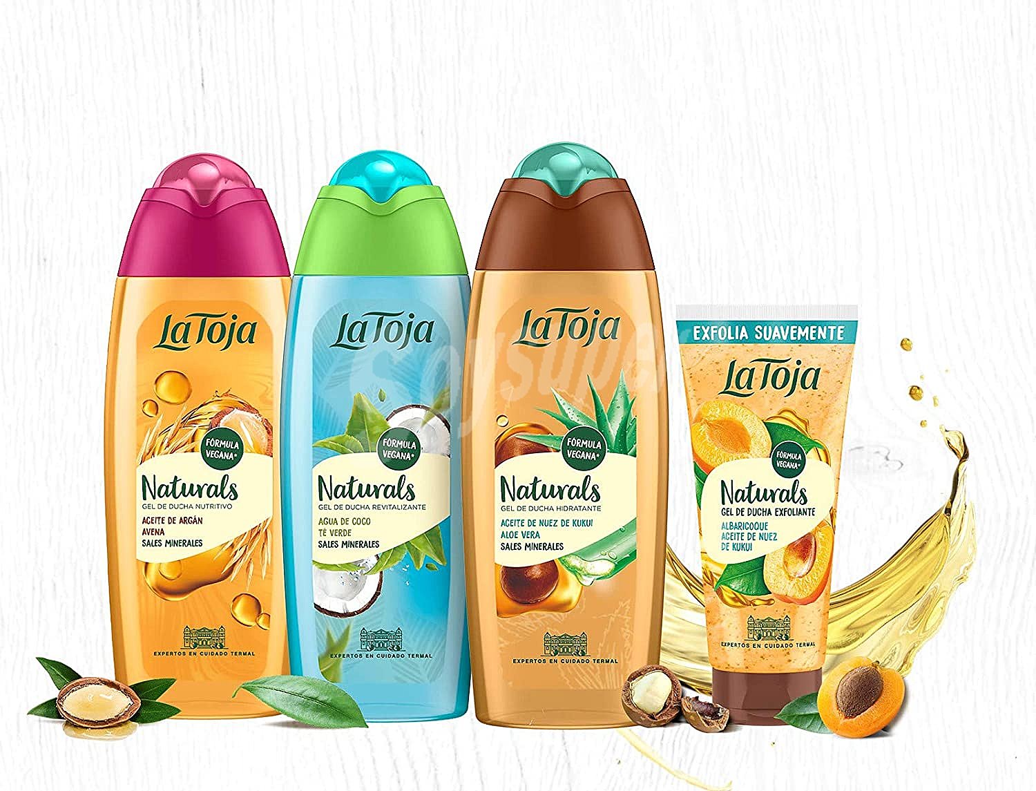 LA toja Gel nutritivo para baño o ducha, fórmula vegana LA toja Naturals