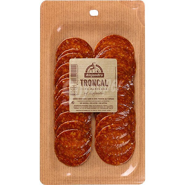 Chorizo troncal hecho con ingredientes 100% naturales, sin gluten y cortado en lonchas