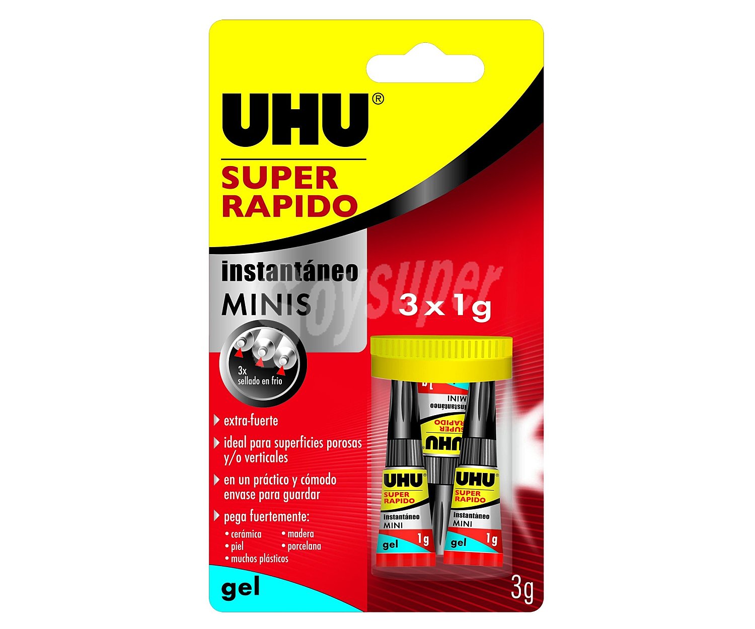 3 mini tubos de adhesivo extrafuerte e instantáneo de UHU