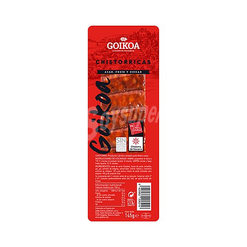 Goikoa Chistorricas elaboradas en Navarra, sin gluten ni lactosa goikoa