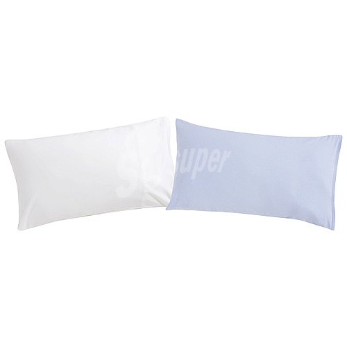 Fundas de almohada 100% algodón, color blanco y azul, 120x60cm. pispas