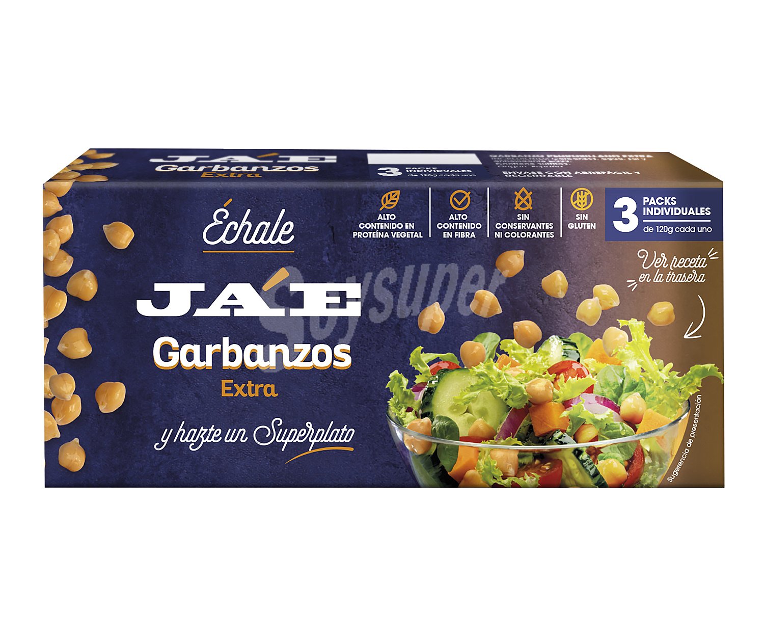 Garbanzos cocidos extra ja´e 3 uds. x 120 g.