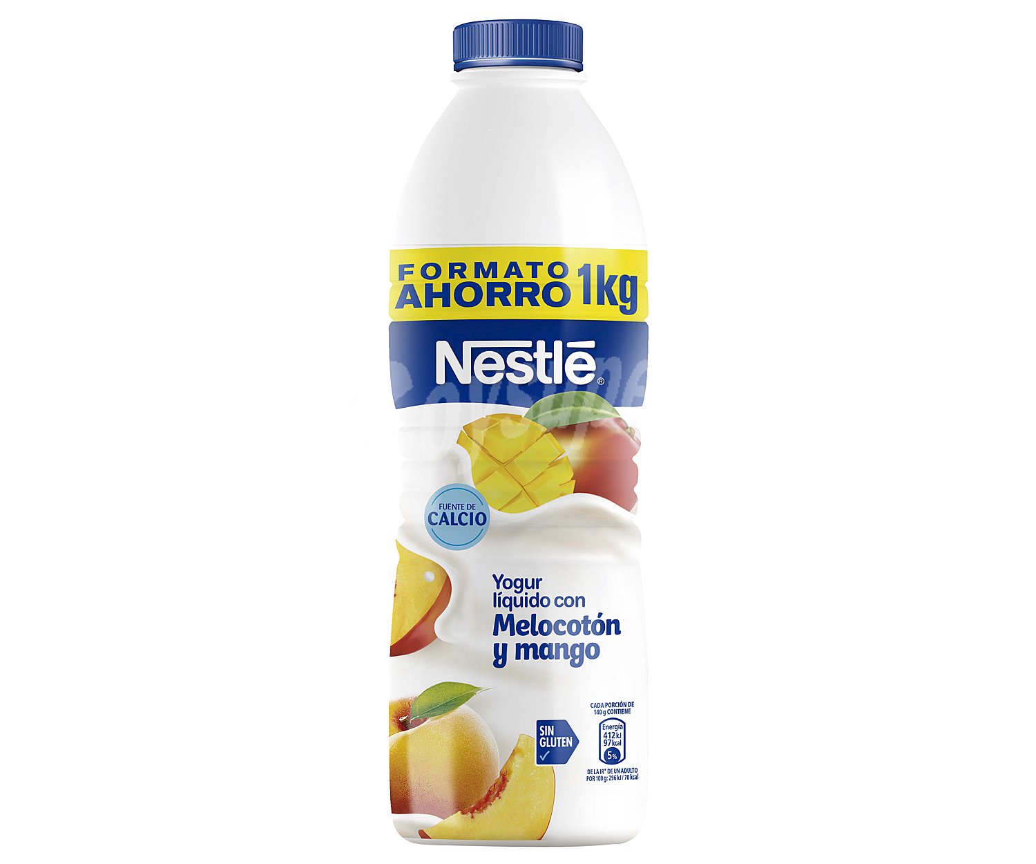 Yogur líquido para beber con melocotón y mango