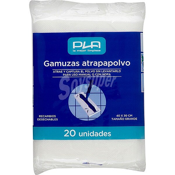 Gamuzas atrapapolvo para uso manual o mopa 40x30cm paquete 20 recambio