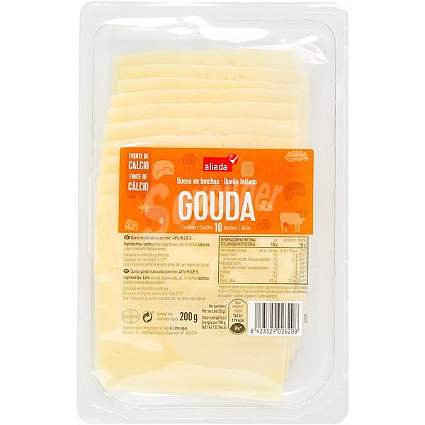 Queso gouda en lonchas