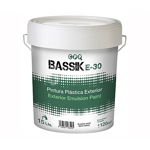 Pintura plástica exterior, blanco mate, bassik