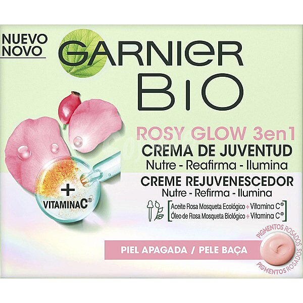 Bio crema de juventud Rosy Glow 3 en 1 piel apagada