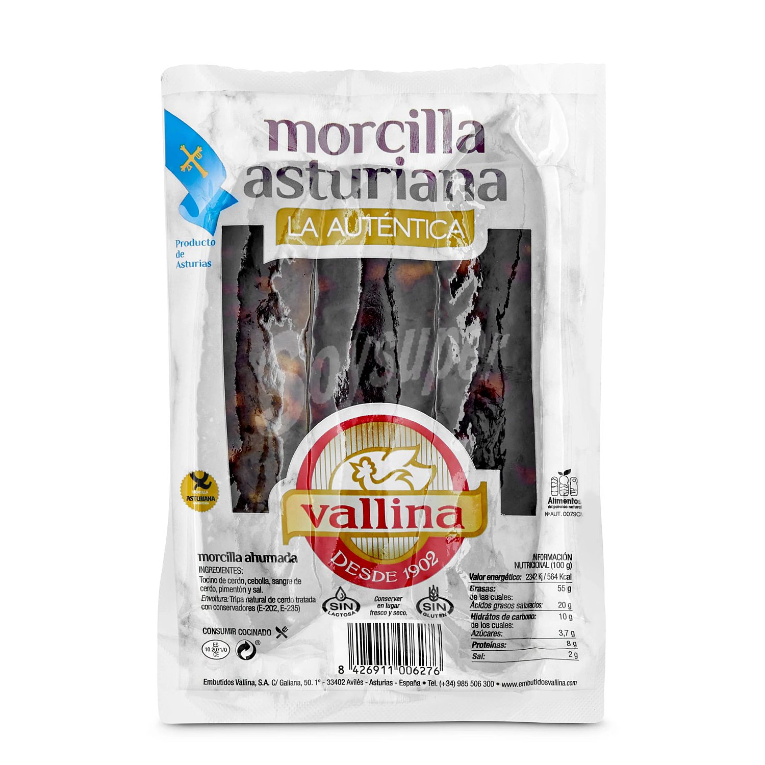 Morcilla asturiana ahumada de forma natural (sin lactosa ni gluten)