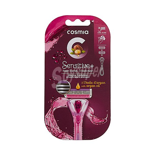 Cosmia Maquinilla para depilación femenina con cabezal de 3 hojas cosmia Sensitive