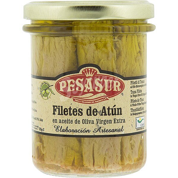 Filetes de atún en aceite de oliva virgen extra ecológicos de elaboración artesanal