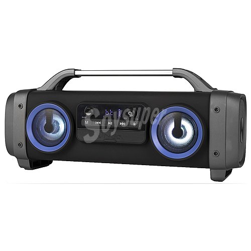 Altavoz portátil inalámbrico NGS boombox street breaker mini, 100W, bluetooth, usb, lector de tarjetas microsd, iluminación led, 4 horas de autonomía