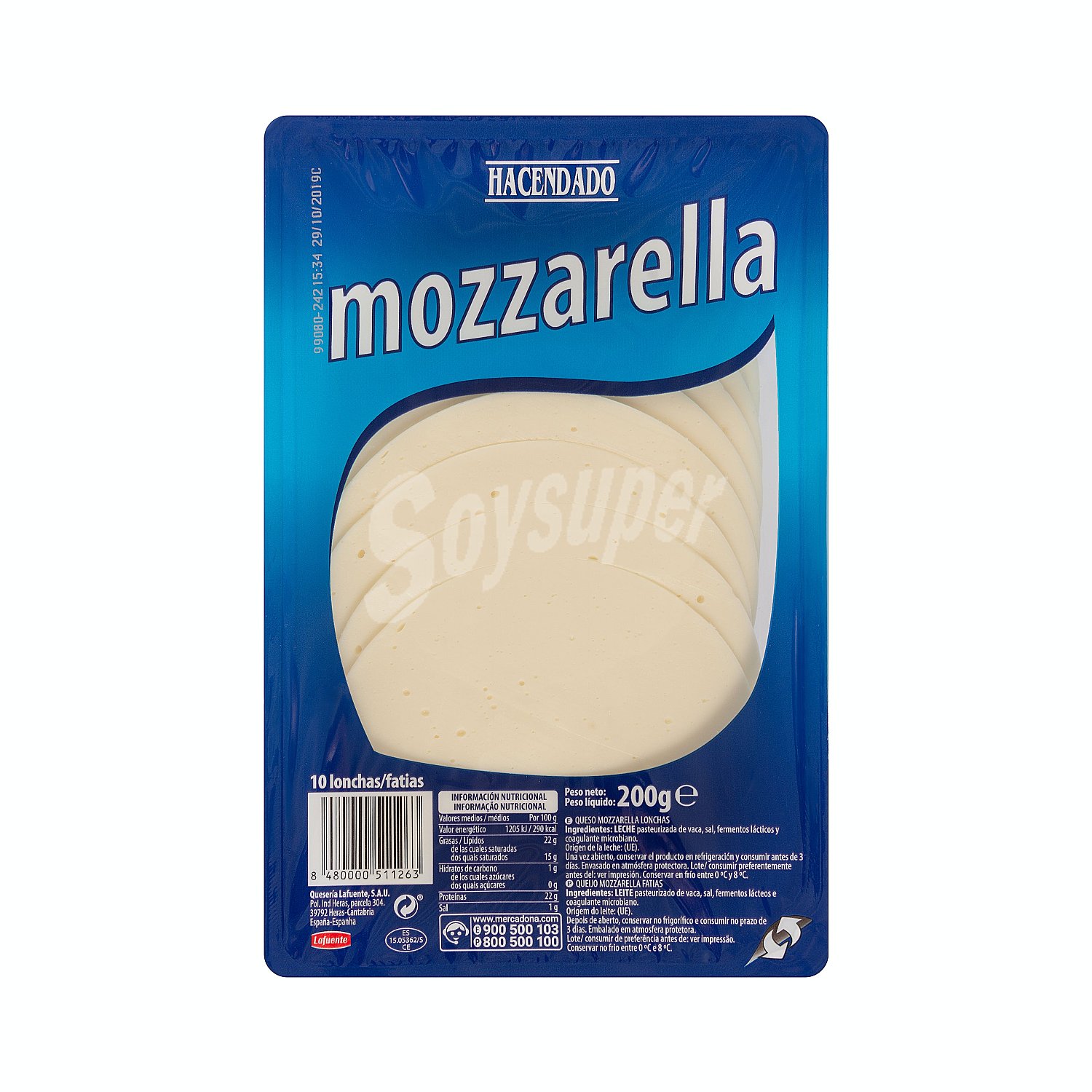 Queso mozzarella lonchas