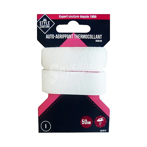 Velcro termoadhesivo, 50cm, color blanco, style