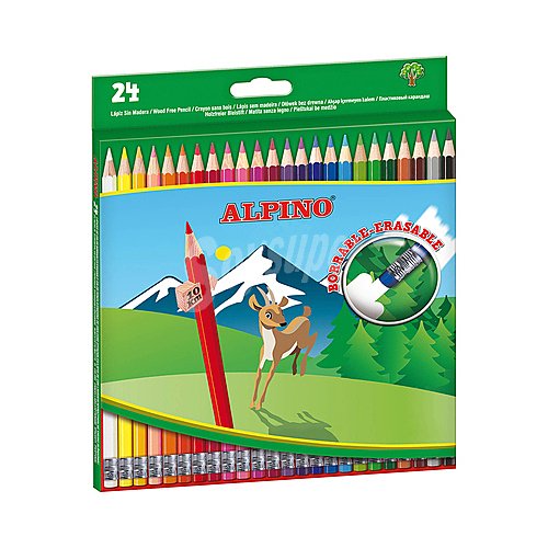 24 Lapices Colores Borrables alpino