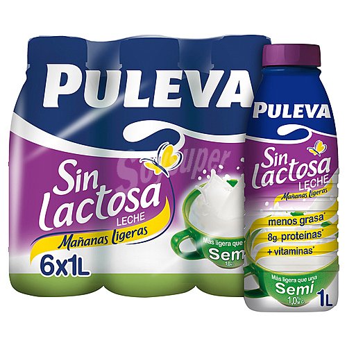 Puleva Leche semidesnatada de vaca, sin lactosa puleva Mañanas ligeras