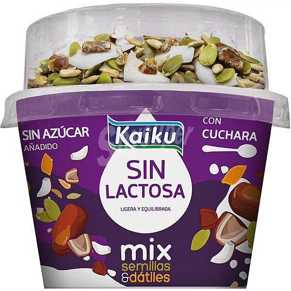 Mix yogur cremoso natural y tres capas de semillas y dátiles sin azúcar añadido sin lactosa