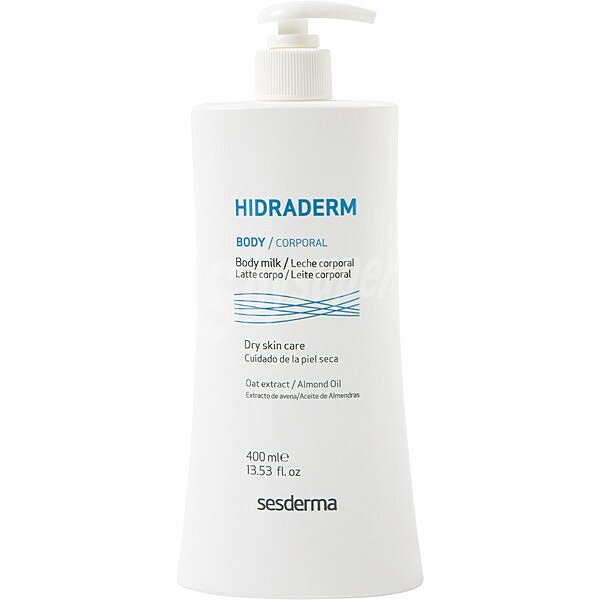 Hidraderm leche corporal hidratante con extracto de avena y aceite de almendras frasco 400 ml para piel seca