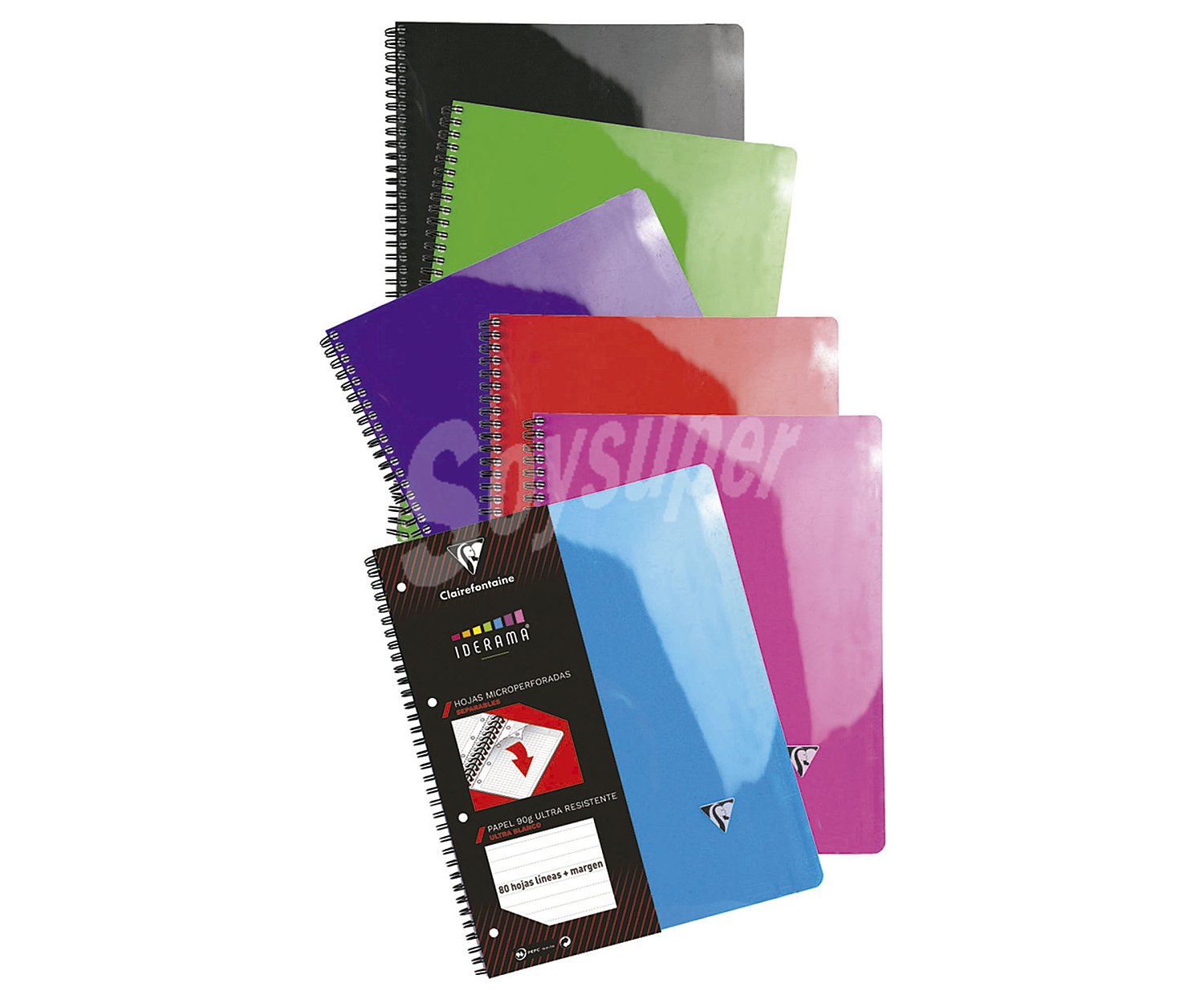 Cuaderno A4 con cuadrícula microperforado, 80 hojas, varios colores, clairefontaine