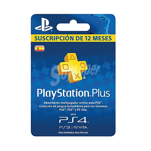 Tarjeta de suscripción de 365 días que da acceso al servicio Play Station Plus sony