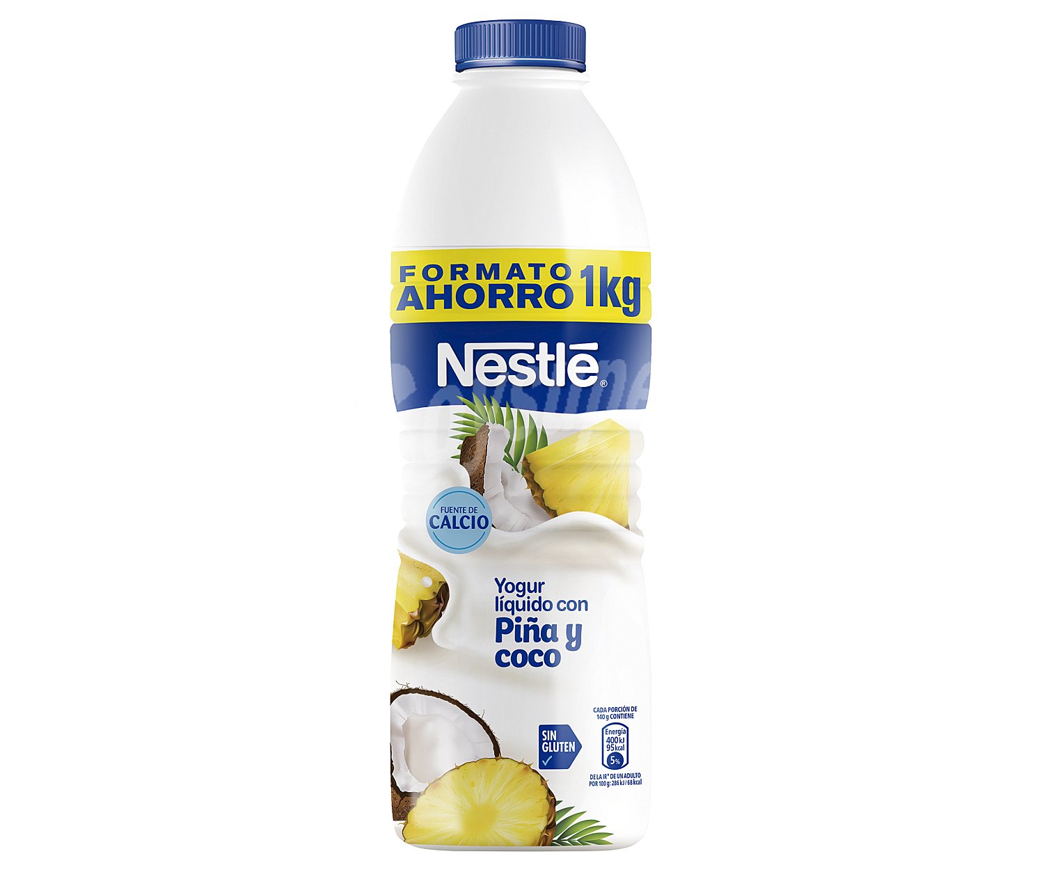 Yogur líquido para beber con piña y coco