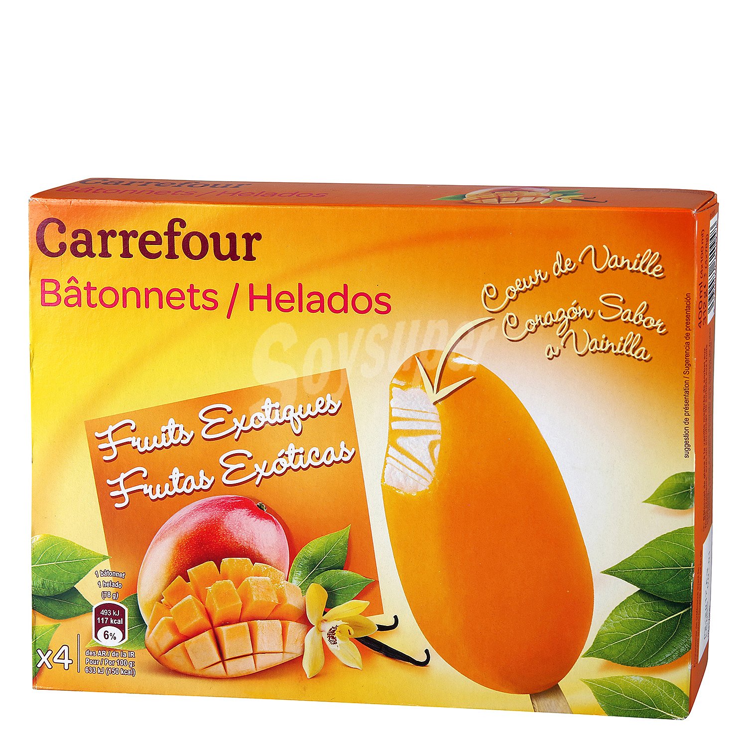 Bombón helado sabor vainilla recubierto de frutos rojos Carrefour