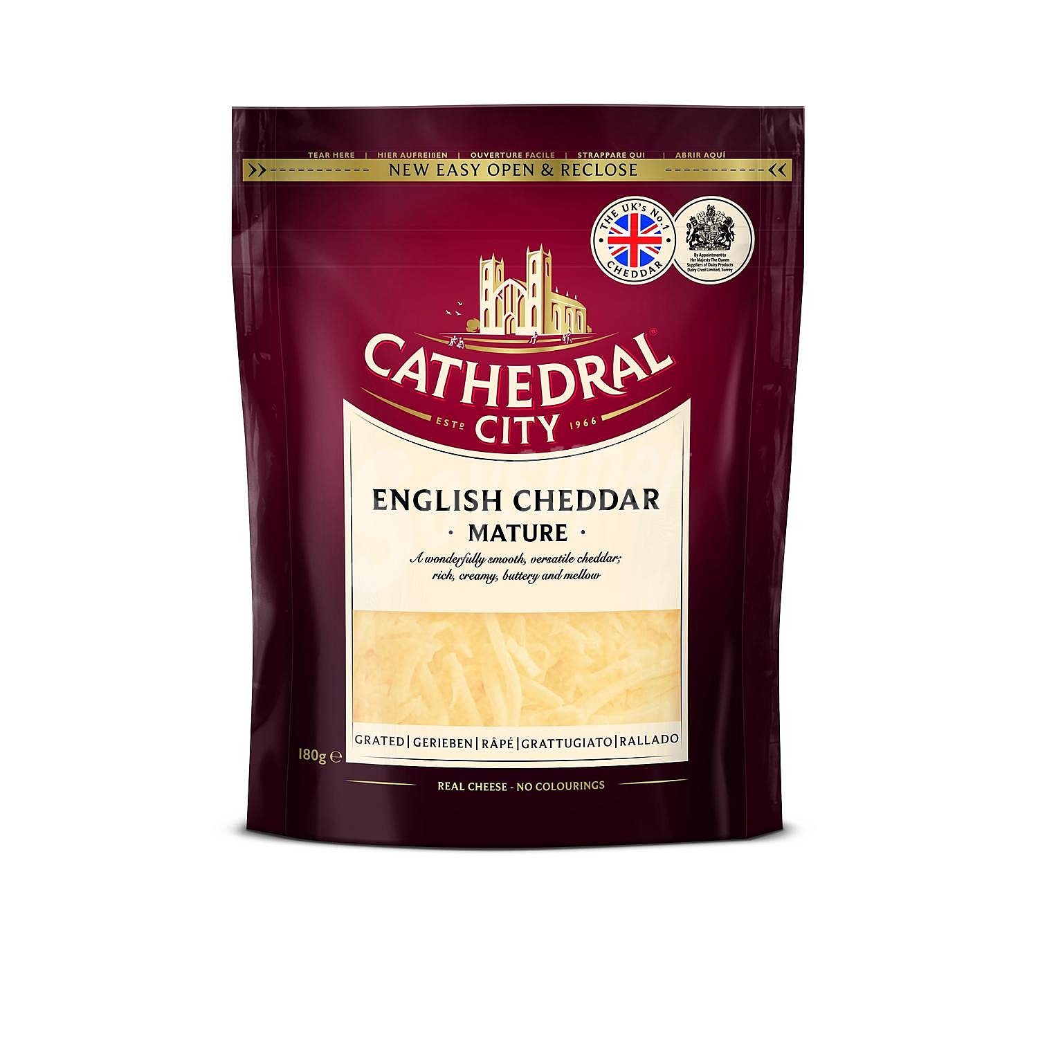 Queso rallado cheddar curado Cathedral City