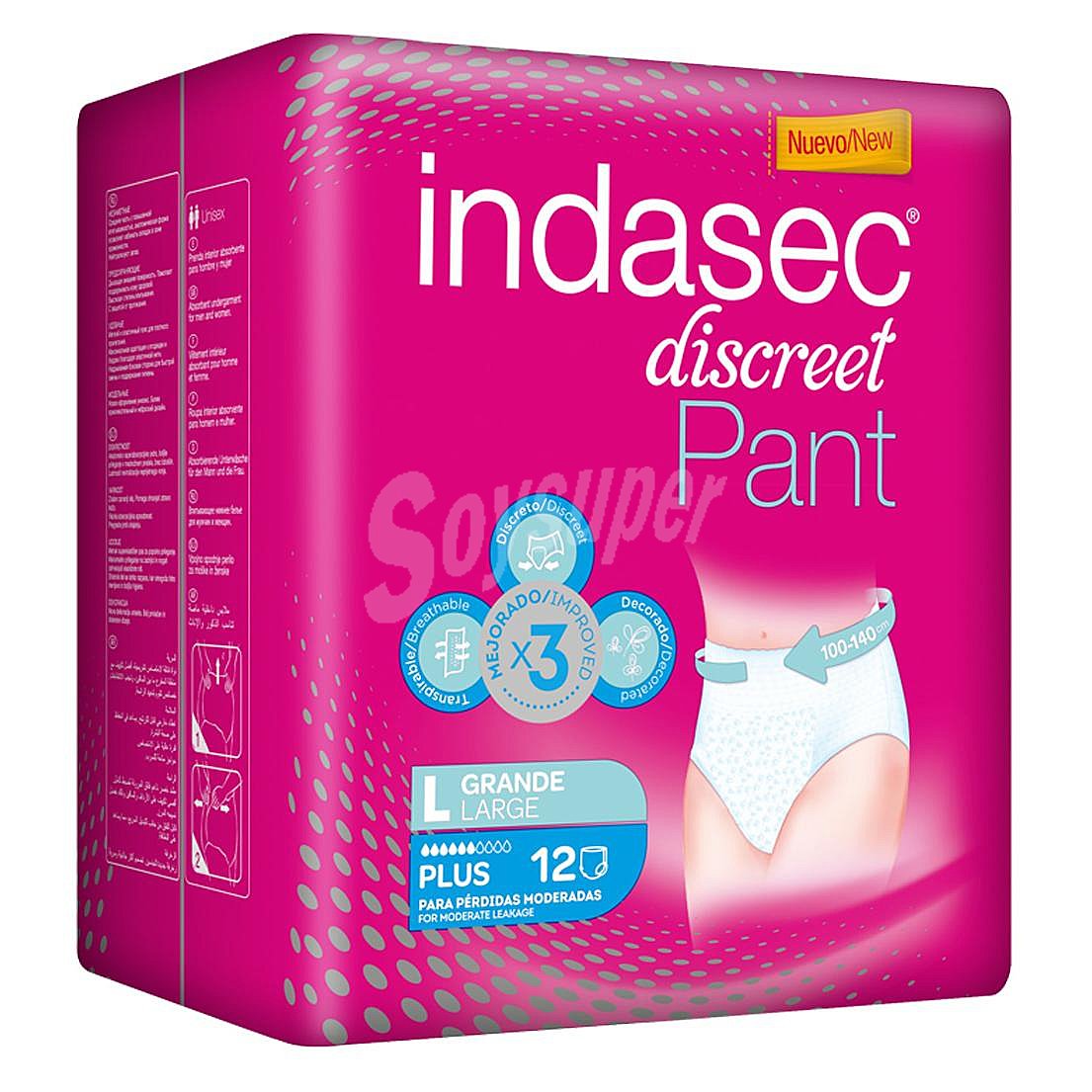 Discreet Pant braguita de incontinencia plus talla grande 100-140 cm