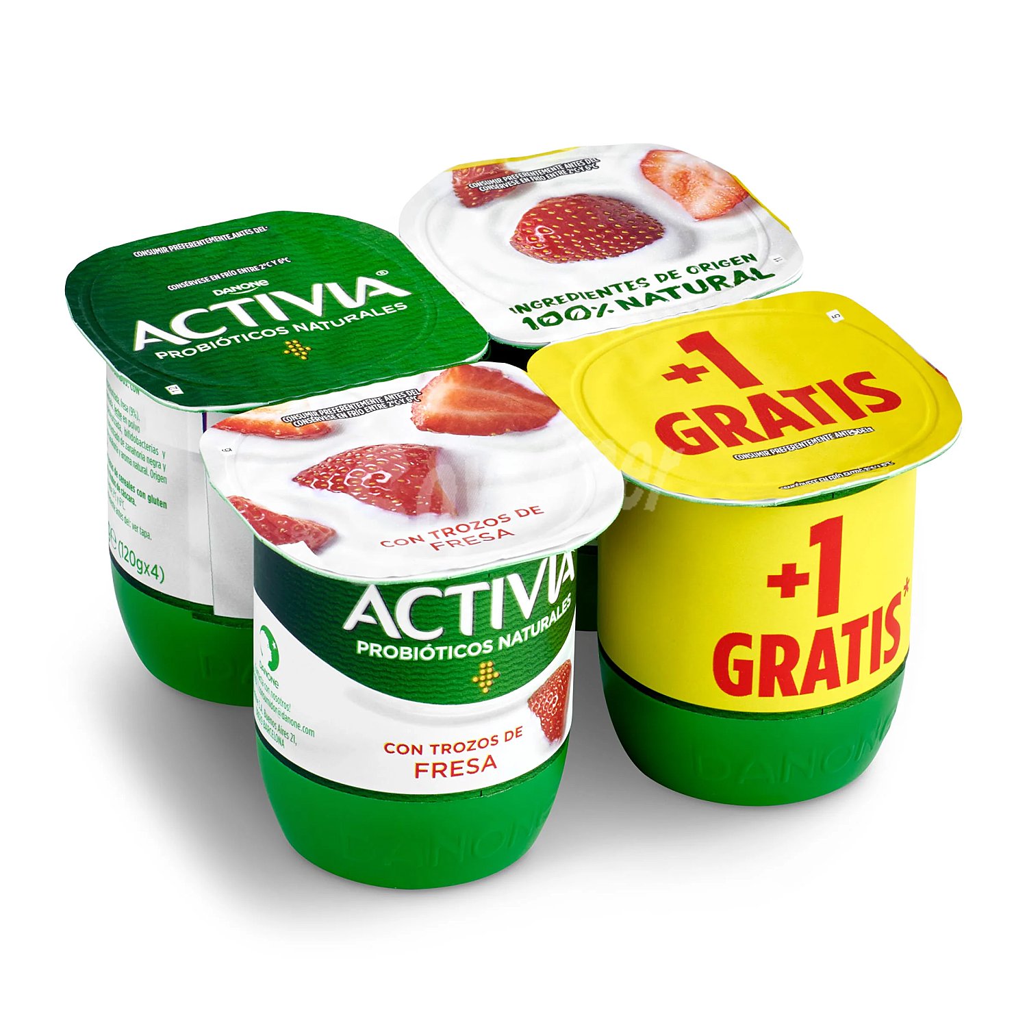 Bífidus con trocitos de fresas activia de Danone