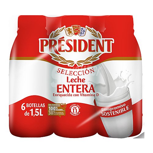 Leche entera de vaca president