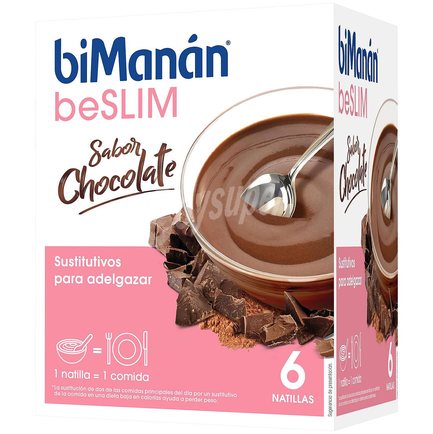 Natillas sustitutivas sabor chocolate en sobres Bimanán beslim