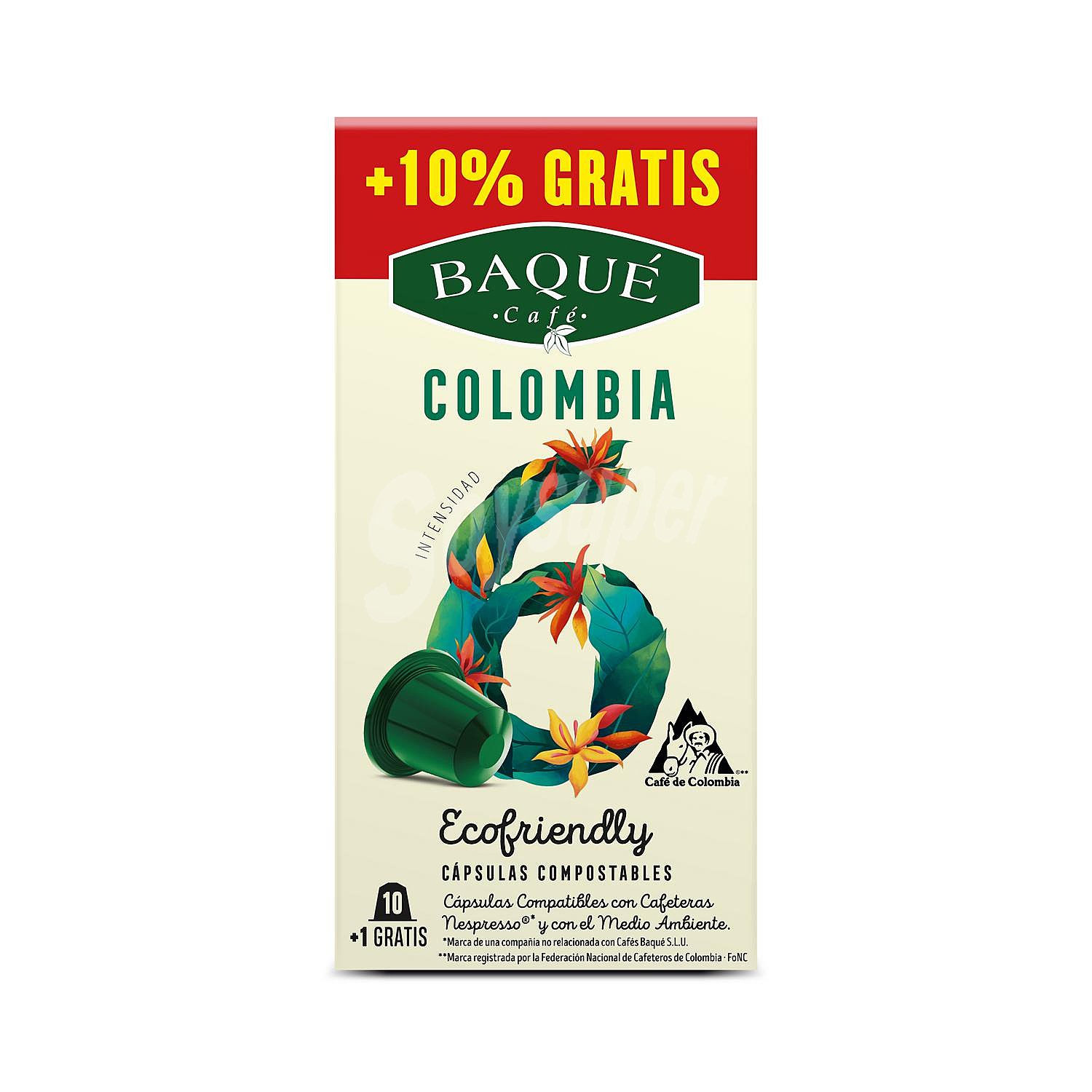 Café Colombia en cápsulas Baqué compatible con Nespresso