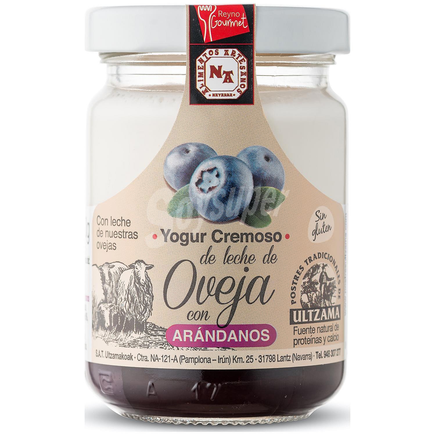 Yogur cremoso de leche de oveja con arándanos Ultzama sin gluten