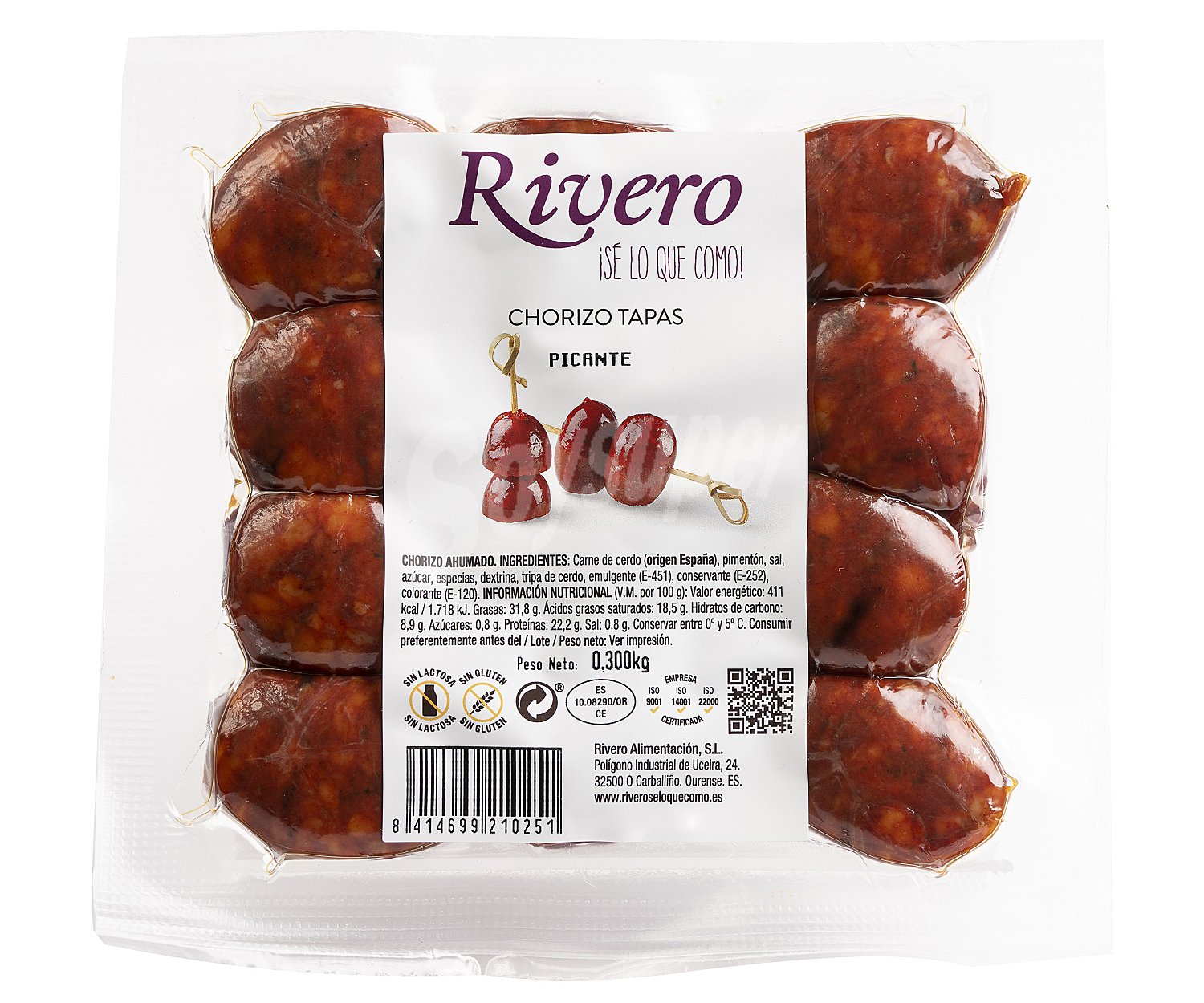 Mini chorizos ahumados picantes para tapas, elaborados sin gluten y sin lactosa