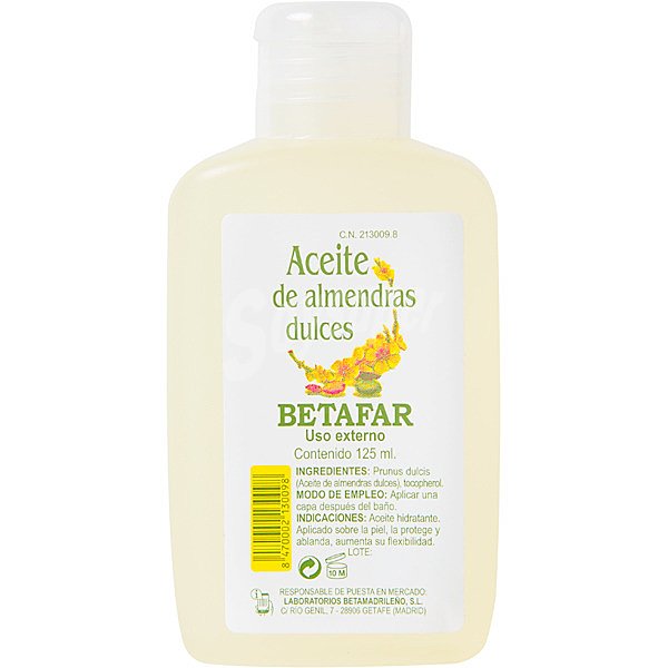 Aceite de almendras dulces que hidrata, suaviza y repara tu piel