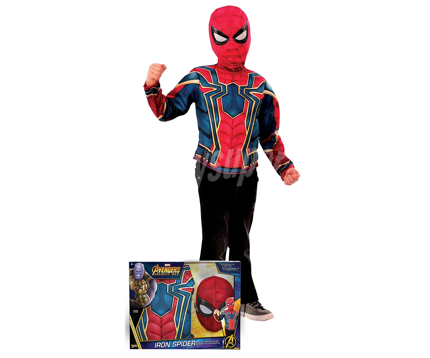 Disfraz Spiderman con pecho musculoso y máscara, 5-7 años,