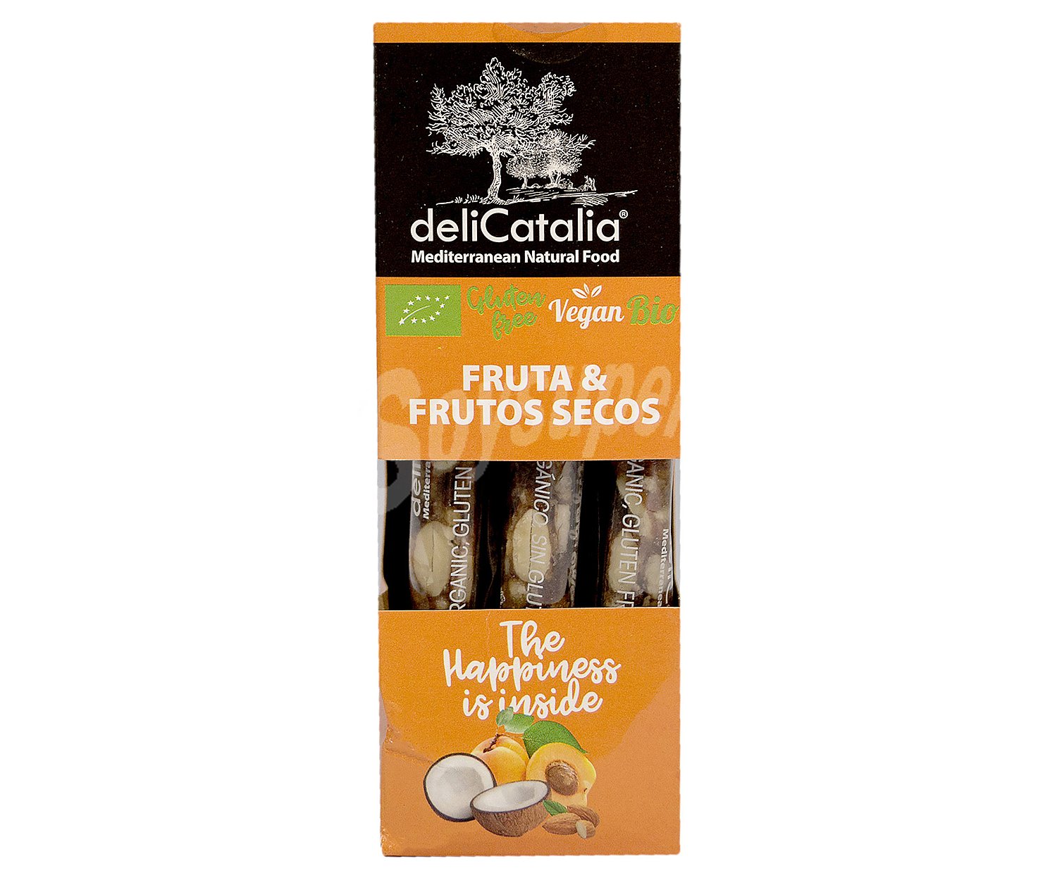 Delicatalia Barrita de fruta y frutos secos, vegan, gluten free y ecológica, delicatalia