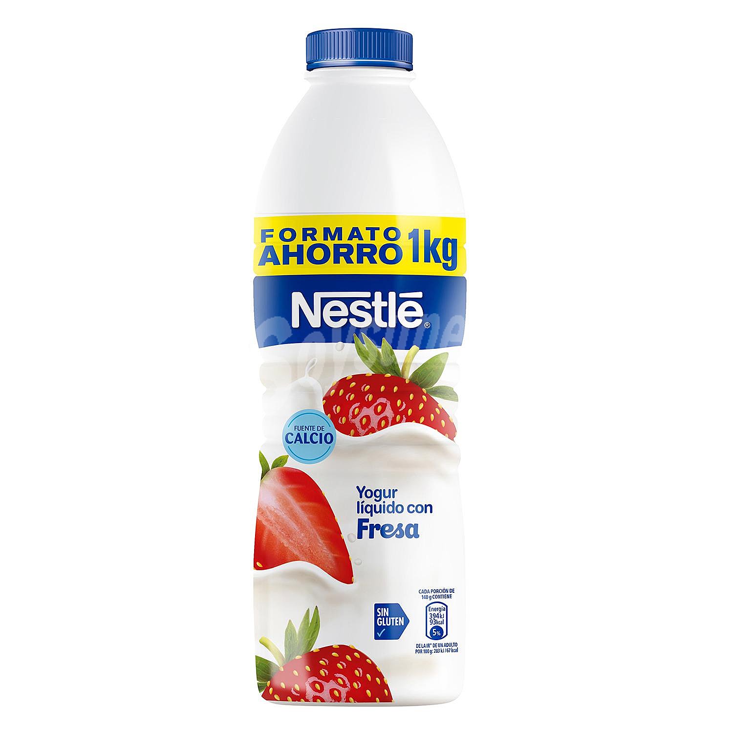 Yogur líquido para beber con fresas