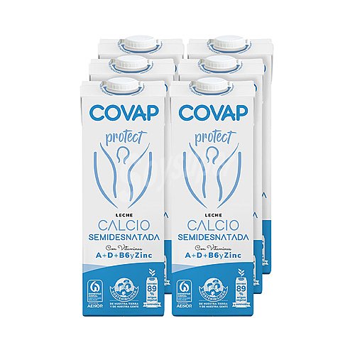 Covap Leche semidesnatada de vaca de origen español, enriquecida con calcio covap Calcio protect