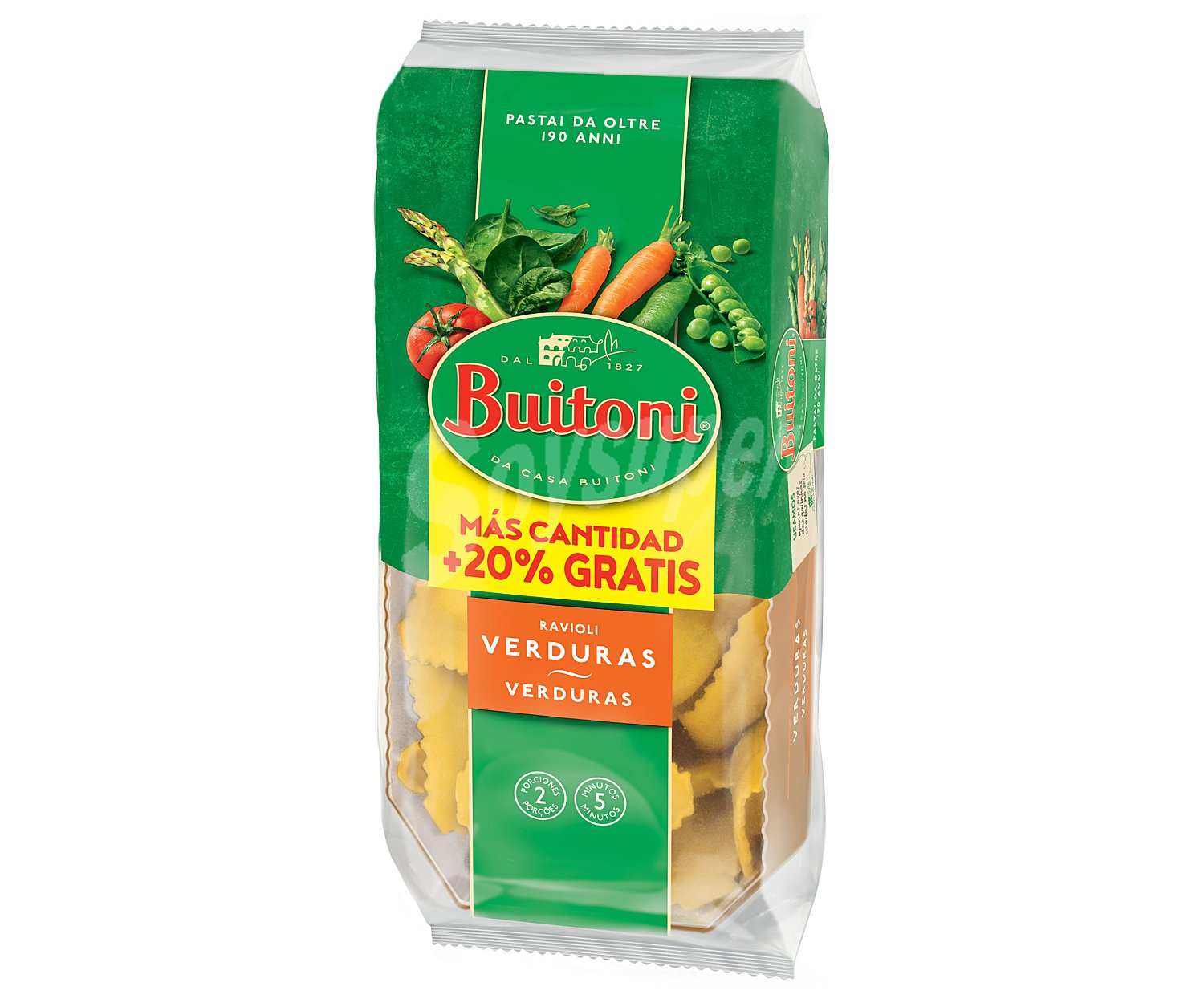 Raviolis de pasta fresca, rellenos con una sorprendente mezcla de verduras