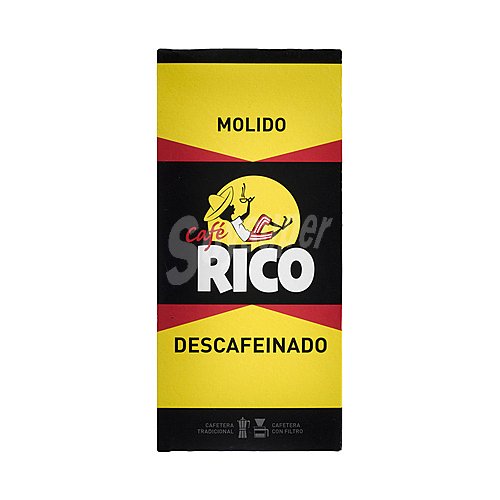 Rico Café molido descafeinado natural rico