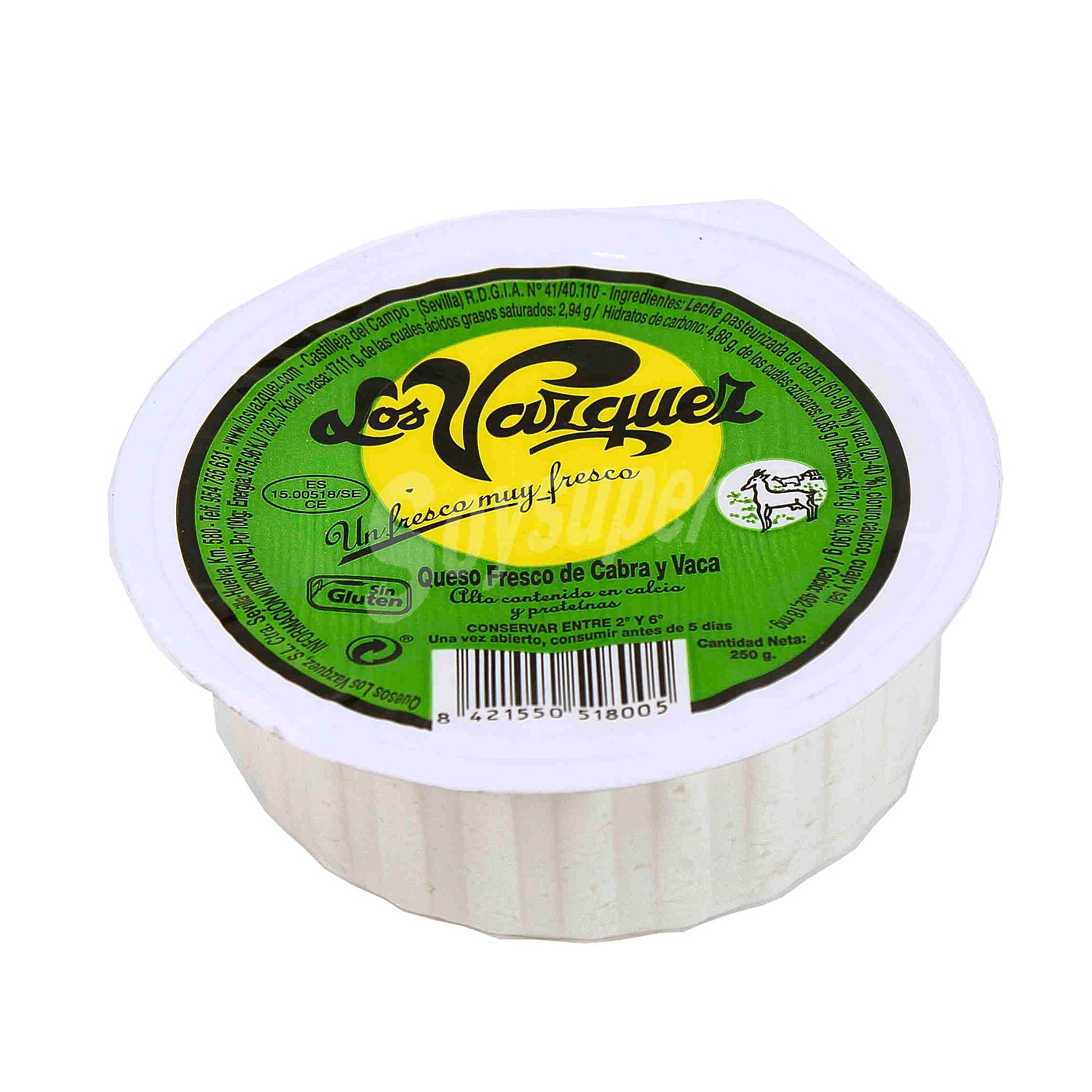 Queso fresco tarrina 250 gr Los Vázquez