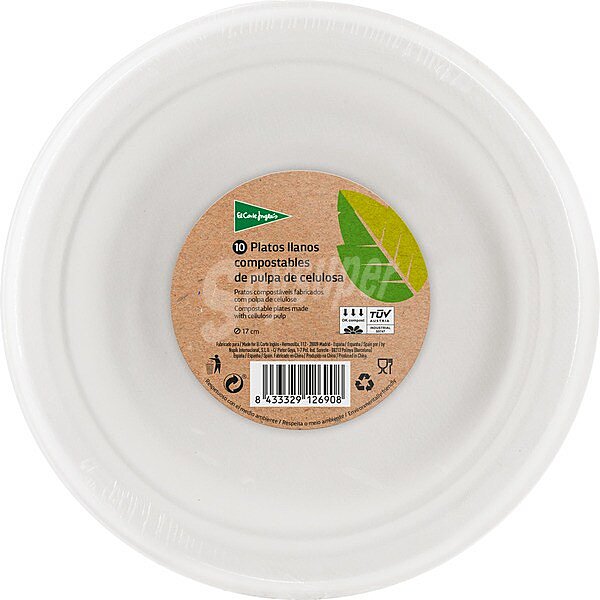 Plato compostable de pulpa de celulosa 17 cm