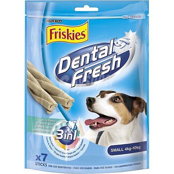 Dental fresh snack para perros de raza pequeña para un aliento fresco 7 unidades