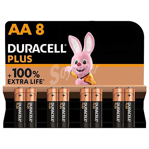 Pilas alcalinas AA, LR06, 1,5V, duracell Plus