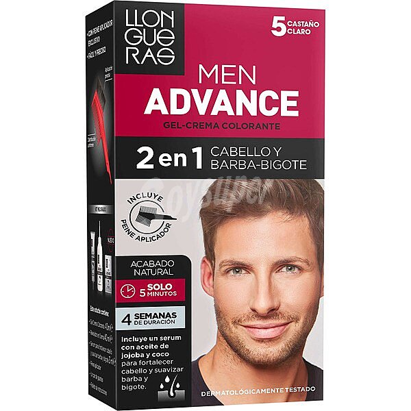 Men Advance gel crema colorante 2 en 1 cabello y barba nº 5 Castaño Claro